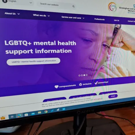 Computer monitor showing information on support