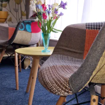 Chairs in front room of our social support drop-in